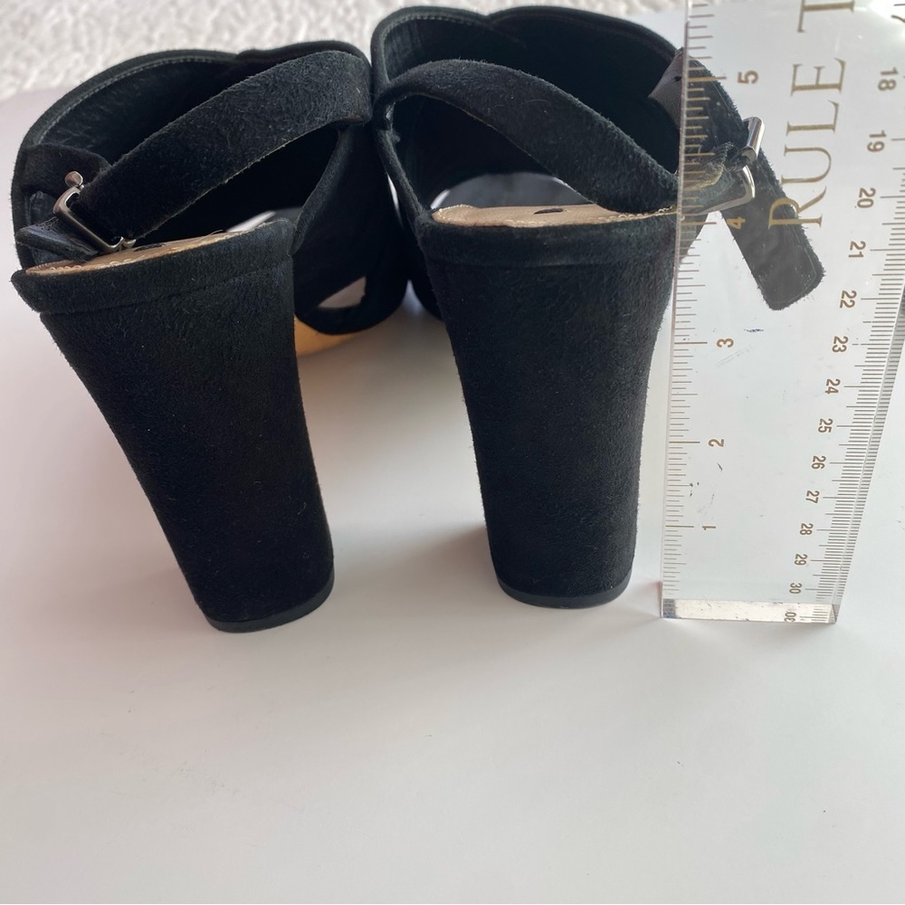 Via spiga Amya black suede sling back open toe chunky heel size 9.5 - Picture 8 of 8